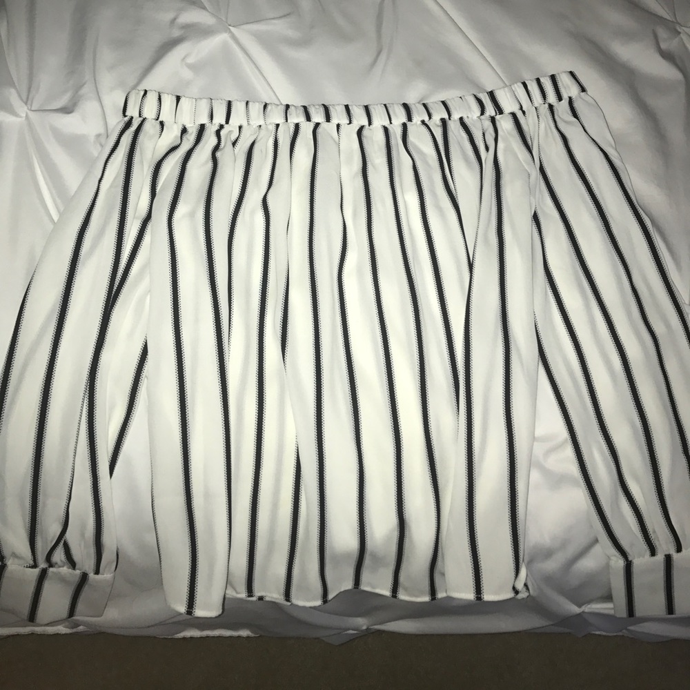 Stripes off shoulder top